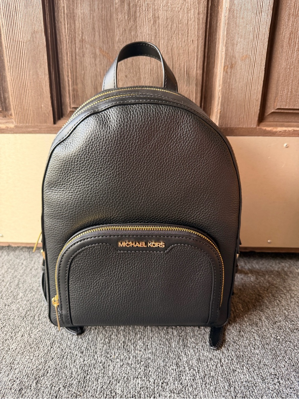 Michael Kors Black Pebbled Leather Backpack